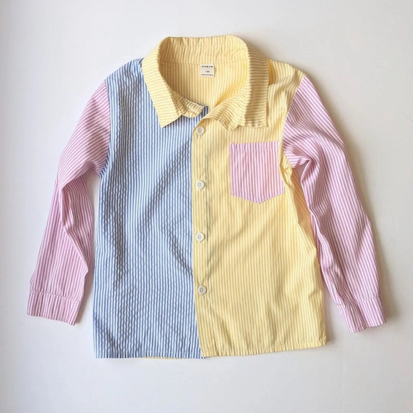 Girls SHEIN Multi Color Button Front Shirt - Picture 1 of 6